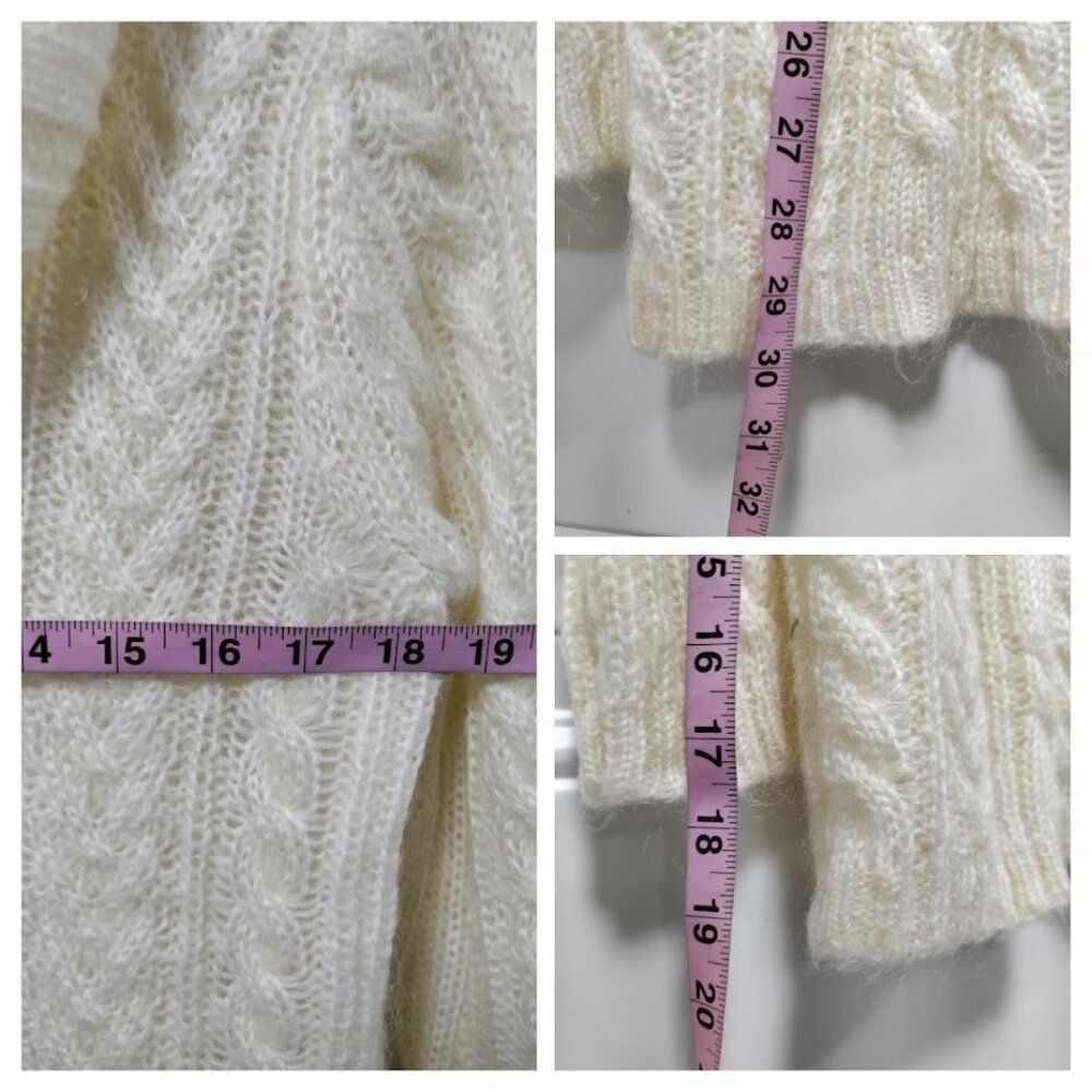 Jones New York Vintage Y2K Mohair Cable Knit 80's Cowlneck Oversized Sweater L - Picture 4 of 5